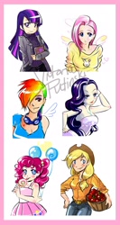 Size: 1572x2949 | Tagged: safe, artist:fluffy-fuzzy-ears, derpibooru import, applejack, fluttershy, pinkie pie, rainbow dash, rarity, twilight sparkle, humanized, mane six, winged humanization