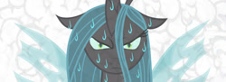 Size: 864x313 | Tagged: safe, artist:ponymaan, queen chrysalis, changeling, changeling queen, comic:by skywalker's hand, angry, stare, wet