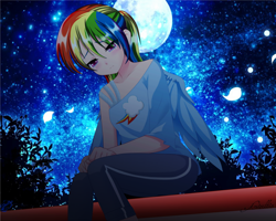 Size: 3000x2404 | Tagged: safe, artist:srtagiuu, rainbow dash, human, crying, cute, humanized, sad, solo, srtagiuu is trying to murder us, winged humanization