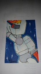 Size: 720x1280 | Tagged: safe, artist:yukinzu, rainbow dash, pegasus, pony, robot, .mov, robodash, solo, traditional art