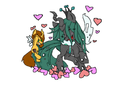 Size: 800x575 | Tagged: safe, artist:sonicrainboom177, queen chrysalis, oc, oc:poisoned soul, changeling, changeling queen, changelingified, chrysalislover, colt, male