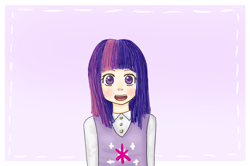 Size: 850x566 | Tagged: safe, artist:sheimii, derpibooru import, twilight sparkle, humanized, solo