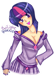 Size: 418x600 | Tagged: artist needed, safe, derpibooru import, twilight sparkle, cleavage, female, humanized