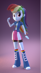 Size: 1080x1920 | Tagged: safe, artist:creatorofpony, rainbow dash, equestria girls, 3d, blender, cg, eqg promo pose set, it begins, solo