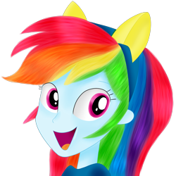 Size: 2000x2000 | Tagged: safe, artist:dragonfoorm, rainbow dash, equestria girls, bust, cute, dashabetes, happy, pony ears, simple background, solo, transparent background