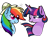 Size: 1024x768 | Tagged: safe, artist:uunicornicc, rainbow dash, twilight sparkle, pegasus, pony, vampony, blushing, ear fluff, fangs, female, lesbian, roleplay, shipping, twidash