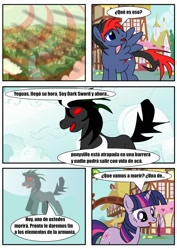 Size: 906x1280 | Tagged: safe, artist:king-shoutmon, derpibooru import, twilight sparkle, oc, comic, spanish