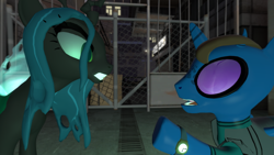 Size: 1920x1080 | Tagged: safe, queen chrysalis, oc, oc:dak steiger, changeling, changeling queen, 3d, gmod