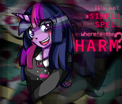 Size: 800x680 | Tagged: safe, artist:underwaterteaparty, derpibooru import, twilight sparkle, anthro, horned humanization, humanized, insanity