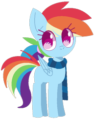 Size: 454x591 | Tagged: safe, artist:sourdad, rainbow dash, pegasus, pony, alternate hairstyle, clothes, cute, dashabetes, female, mare, ponytail, scarf, simple background, solo, transparent background