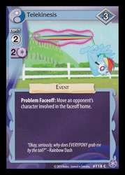 Size: 344x480 | Tagged: safe, rainbow dash, pegasus, pony, ccg, crystal games, enterplay, magic, tail pull, telekinesis