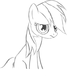 Size: 642x734 | Tagged: safe, artist:marmorexx, rainbow dash, pegasus, pony, female, mare, monochrome, sketch