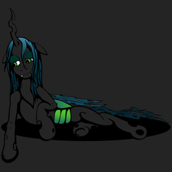 Size: 1080x1080 | Tagged: safe, artist:redenaz, queen chrysalis, changeling, changeling queen, female, horn, sad, solo