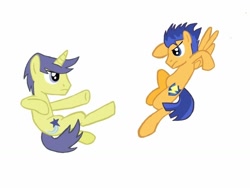 Size: 1024x768 | Tagged: safe, artist:dr-j33, comet tail, flash sentry, pegasus, pony, fight, male, stallion