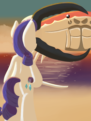 Size: 1050x1400 | Tagged: safe, artist:scramjet747, derpibooru import, rarity, crab, pony, unicorn, bipedal, fight, rarity fighting a giant crab, sword