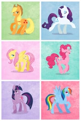 Size: 1693x2517 | Tagged: safe, artist:yu-jie, derpibooru import, applejack, fluttershy, pinkie pie, rainbow dash, rarity, twilight sparkle, earth pony, pegasus, pony, unicorn, mane six