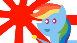 Size: 1024x576 | Tagged: safe, artist:videogamehunter, rainbow dash, pegasus, pony, coin, pointy ponies, sun