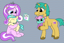 Size: 1604x1084 | Tagged: safe, artist:purfectprincessgirl, diamond tiara, snails, pony, baby, baby pony, card, cute, diamondsnail, female, filly, hoof hold, hug, magic, male, mother's day, offspring, older, parent:diamond tiara, parent:snails, parents:diamondsnail, sitting, smiling, straight, telekinesis, unshorn fetlocks