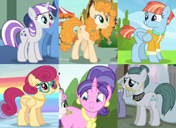 Size: 1296x942 | Tagged: safe, edit, edited screencap, screencap, cloudy quartz, cookie crumbles, pear butter, posey shy, twilight velvet, windy whistles, earth pony, pegasus, pony, unicorn, clothes, glasses, mom six, mother's day