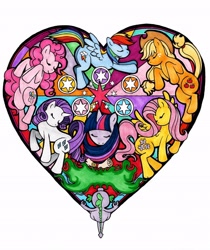 Size: 2550x3042 | Tagged: safe, artist:fred-weasley, derpibooru import, applejack, fluttershy, pinkie pie, rainbow dash, rarity, spike, twilight sparkle, dragon, earth pony, pegasus, pony, unicorn, mane seven, mane six, stained glass