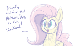 Size: 1100x700 | Tagged: safe, artist:heir-of-rick, derpibooru import, fluttershy, pegasus, pony, dialogue, mother's day, public service announcement, sketch, solo