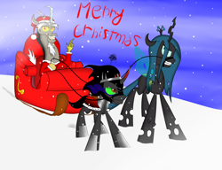 Size: 6500x5000 | Tagged: safe, artist:riky9797, discord, king sombra, queen chrysalis, changeling, changeling queen, pony, unicorn, absurd resolution