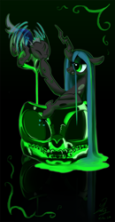 Size: 753x1444 | Tagged: safe, artist:chirpy-chi, queen chrysalis, changeling, changeling queen, female, skull