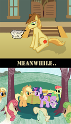 Size: 1140x1980 | Tagged: safe, artist:nuril, derpibooru import, apple bumpkin, applejack, braeburn, peachy sweet, spike, twilight sparkle, dragon, earth pony, pony, apple family, apple family member