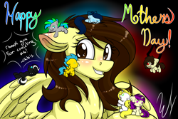 Size: 1024x683 | Tagged: safe, artist:whitehershey, oc, oc only, oc:white hershey, pegasus, pony, chibi, female, mare, mother's day