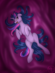 Size: 1200x1600 | Tagged: safe, artist:adalbertus, derpibooru import, twilight sparkle, pony, unicorn, female, looking at you, mare, on back, solo