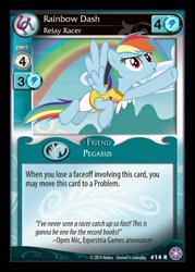 Size: 372x520 | Tagged: safe, rainbow dash, pegasus, pony, ccg, crystal games, enterplay, mlp trading card game, open mic, solo