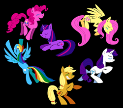 Size: 1000x880 | Tagged: safe, artist:fullofdoodles, derpibooru import, applejack, fluttershy, pinkie pie, rainbow dash, rarity, twilight sparkle, earth pony, pegasus, pony, unicorn