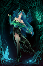 Size: 794x1200 | Tagged: safe, artist:cosmic-angell, queen chrysalis, human, humanized, looking at you, solo