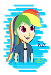 Size: 744x1073 | Tagged: safe, artist:lisan1997, rainbow dash, equestria girls, cute, human coloration