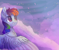 Size: 3500x3000 | Tagged: safe, artist:bonbrony, rainbow dash, pegasus, pony, chest fluff, cloud, cloudy, ear fluff, fluffy, sky, solo