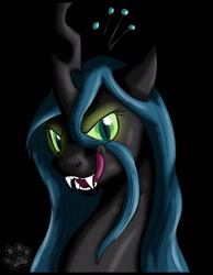 Size: 992x1280 | Tagged: safe, artist:stormblaze-pegasus, queen chrysalis, changeling, changeling queen, bust, female, kitchen eyes, licking lips, portrait, simple background, solo