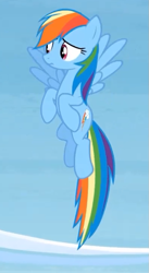 Size: 395x721 | Tagged: safe, screencap, rainbow dash, pegasus, pony, rainbow falls, season 4, flying, solo