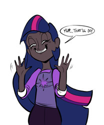 Size: 539x649 | Tagged: safe, artist:ross irving, derpibooru import, twilight sparkle, dark skin, humanized, meta