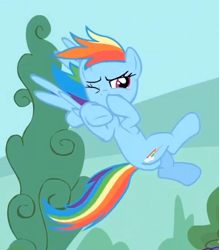 Size: 359x409 | Tagged: safe, screencap, rainbow dash, pegasus, pony, three's a crowd, female, flying, mare, plot, solo