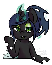 Size: 937x1164 | Tagged: safe, artist:yukomaussi, queen chrysalis, changeling, changeling queen, female, green eyes, horn, solo