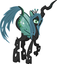 Size: 1041x1164 | Tagged: safe, artist:starryoak, queen chrysalis, changeling, changeling queen, alternate style, leonine tail, raised hoof, simple background, solo, transparent background