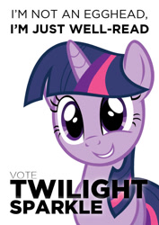 Size: 595x842 | Tagged: safe, derpibooru import, twilight sparkle, equestria daily, presidential elections 2012, smiling