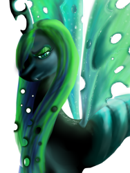 Size: 900x1200 | Tagged: safe, artist:zimmyrose, queen chrysalis, changeling, changeling queen, fangs, female, solo