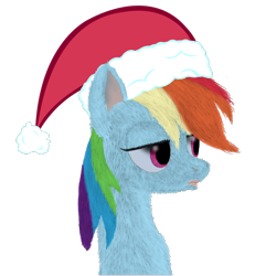 Size: 1220x1220 | Tagged: safe, artist:fonypan, rainbow dash, pegasus, pony, bust, hat, portrait, pouting, santa hat, solo