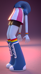 Size: 810x1440 | Tagged: safe, artist:3d thread, artist:creatorofpony, rainbow dash, equestria girls, /mlp/, 3d, 3d model, blender, boots, clothes, fetish, flexible, head up butt, model, not salmon, penetration, shirt, skirt, wat, wristband