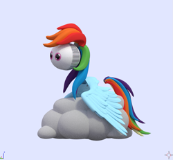 Size: 823x760 | Tagged: safe, artist:uncommented, rainbow dash, pegasus, pony, 3d, cloud, missing pony, wat