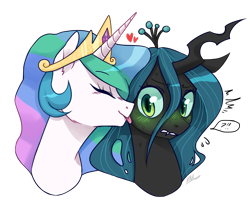 Size: 1200x1000 | Tagged: safe, artist:xarakayx, princess celestia, queen chrysalis, alicorn, changeling, changeling queen, pony, blushing, chryslestia, cute, cutealis, cutelestia, eyes closed, female, gritted teeth, heart, lesbian, licking, mare, shipping, simple background, smiling, surprised, sweat, tongue out, transparent background, wide eyes