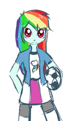 Size: 379x565 | Tagged: safe, artist:celerypony, rainbow dash, equestria girls, clothes, football, shorts, solo