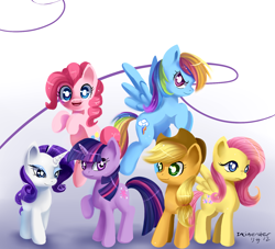 Size: 1584x1440 | Tagged: safe, artist:incinerater, derpibooru import, applejack, fluttershy, pinkie pie, rainbow dash, rarity, twilight sparkle, earth pony, pegasus, pony, unicorn, mane six