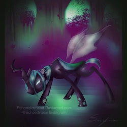 Size: 1024x1024 | Tagged: safe, artist:echovoiceheart, queen chrysalis, changeling, changeling queen, female, green eyes, horn, solo